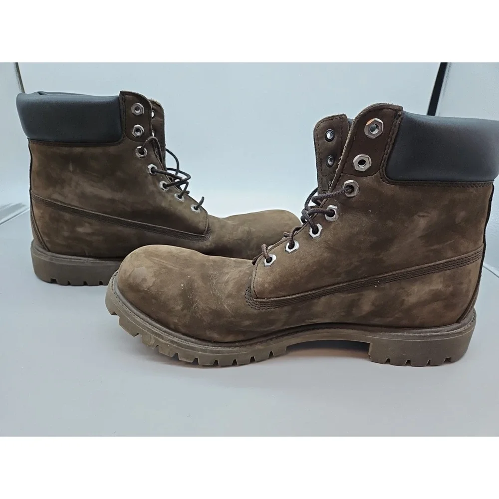 Timberland Nubucj Waterproof Combat‎ Boots Brown Mens Size 13M